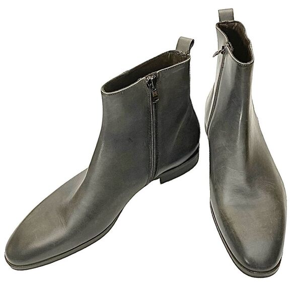 Bruno Magli Men\'s Black Leather Zip Ankle Boot main image 12